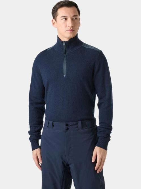 Helly Hansen Afton Knitted 1/2 Zip férfi kötött pulóver sötétkék színben 2