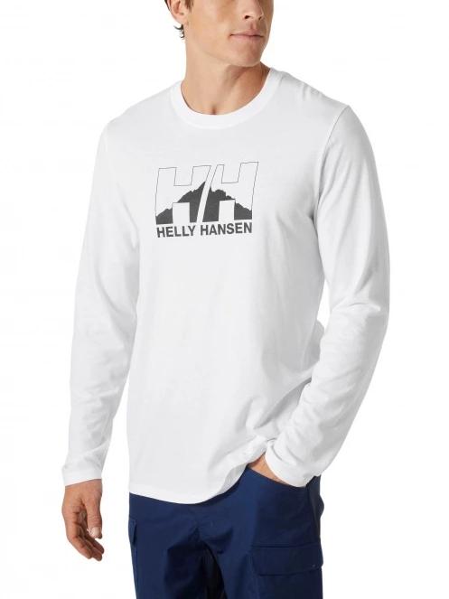 Helly Hansen Nord Graphic Longsleeve T-Shir férfi hosszú ujjú sport póló fehér színben 2