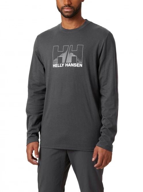 Helly Hansen Nord Graphic Longsleeve T-Shir férfi hosszú ujjú sport póló szürke színben 2