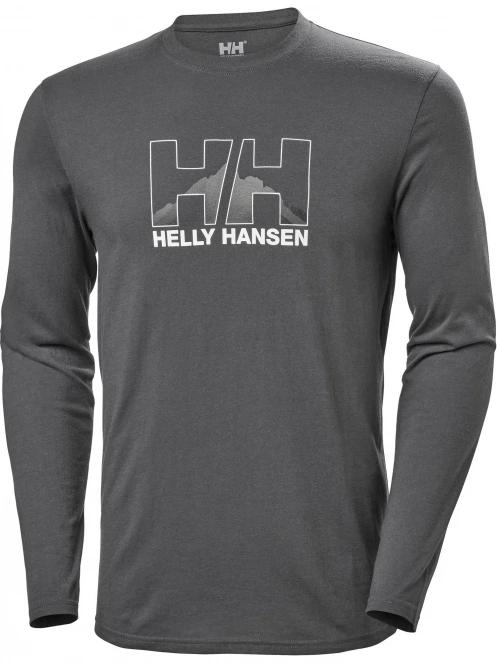Helly Hansen Nord Graphic Longsleeve T-Shir férfi hosszú ujjú sport póló szürke színben 4