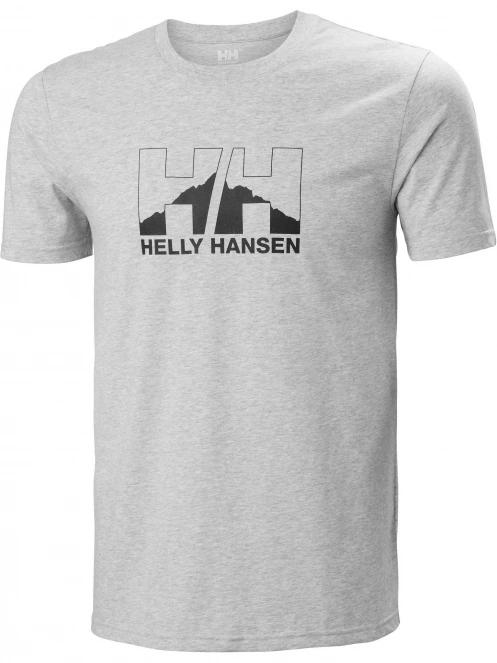 Helly Hansen Nord Graphic T-Shirt férfi rövid ujjú sport póló szürke színben 4