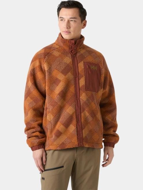 Helly Hansen Panorama Printed Pile Snap férfi polár pulóver narancssárga színben 2