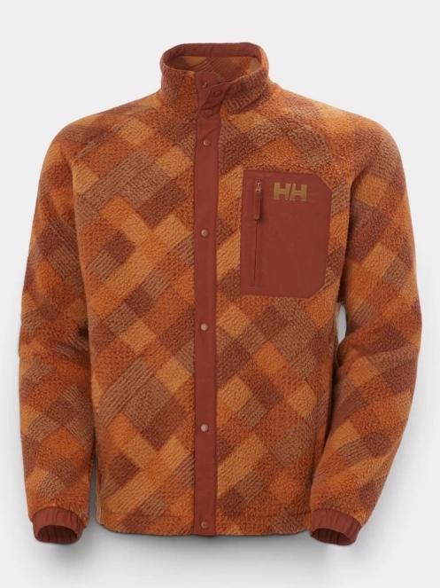 Helly Hansen Panorama Printed Pile Snap férfi polár pulóver narancssárga színben 6