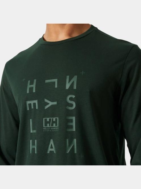 Helly Hansen Skog Graphic Ls Tee férfi hosszú ujjú póló zöld színben 5