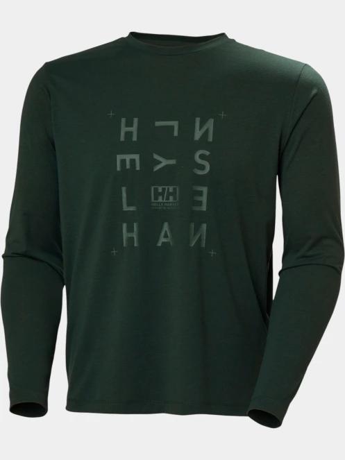 Helly Hansen Skog Graphic Ls Tee férfi hosszú ujjú póló zöld színben 6
