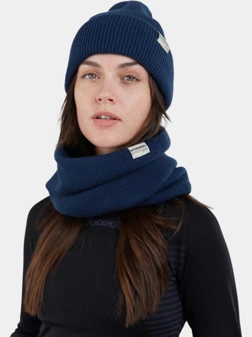 Fundango Tara Beanie kötött sapka sötétkék színben 3