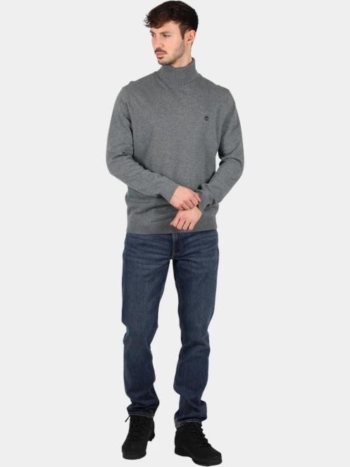 Timberland Turtle Neck Cotton Sweater férfi kötött pulóver szürke színben 5