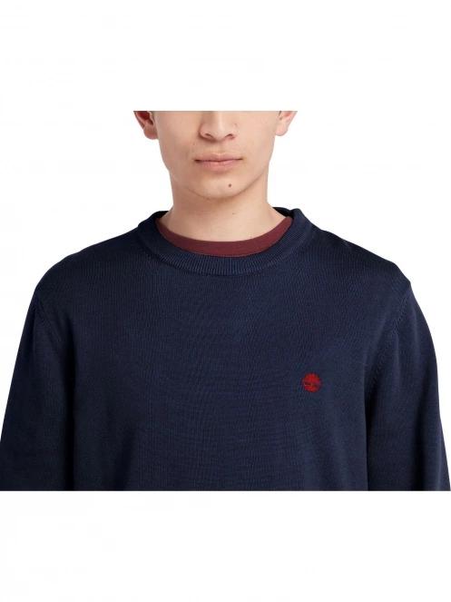 Timberland Cotton Yd Sweater férfi pulóver sötétkék színben 6