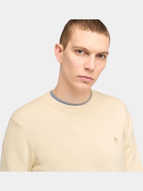 Timberland Cotton Yd Sweater férfi pulóver homok színben 5