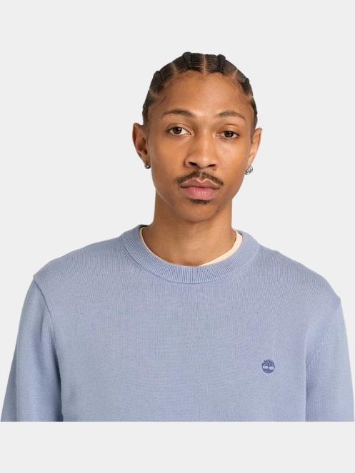 Timberland Cotton YD Sweater férfi pulóver világoskék színben 5