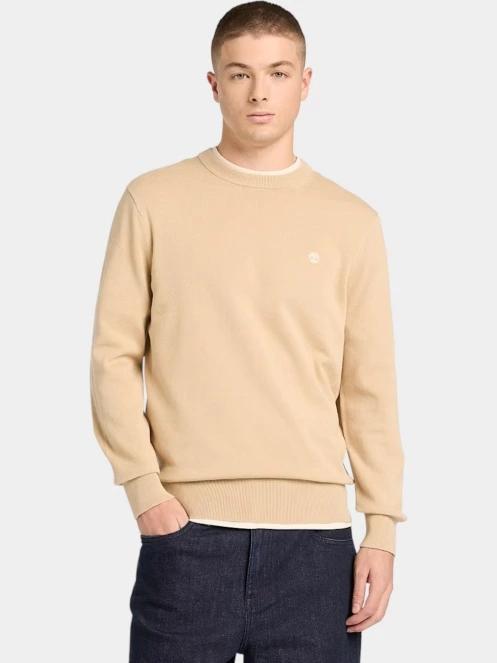 Timberland Cotton YD Sweater férfi pulóver homok színben 2