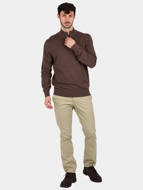 Timberland Cotton Yd 1/4 Zip Sweater férfi pulóver barna színben 5