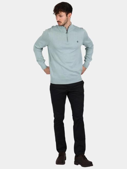 Timberland Cotton Yd 1/4 Zip Sweater férfi pulóver kék színben 5