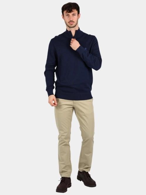 Timberland Cotton Yd 1/4 Zip Sweater férfi pulóver sötétkék színben 5