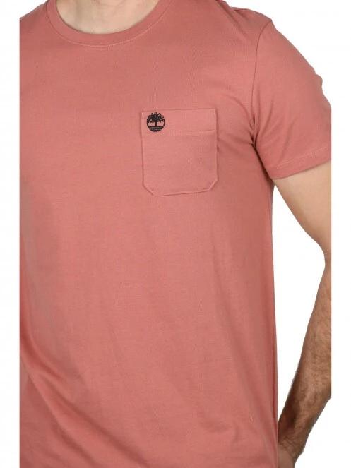Timberland SS Dun-Riv Pocket T férfi rövid ujjú póló rózsaszín színben 5