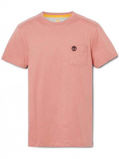 Timberland SS Dun-Riv Pocket T férfi rövid ujjú póló rózsaszín színben 6
