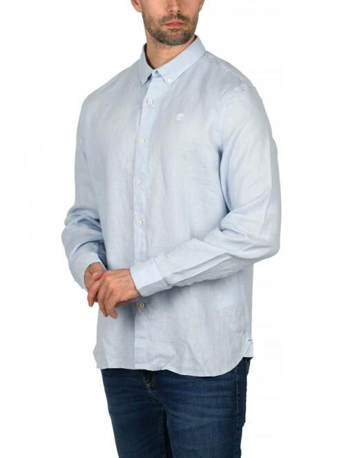 Timberland LS Linen Shirt férfi hosszú ujjú ing világoskék színben 2