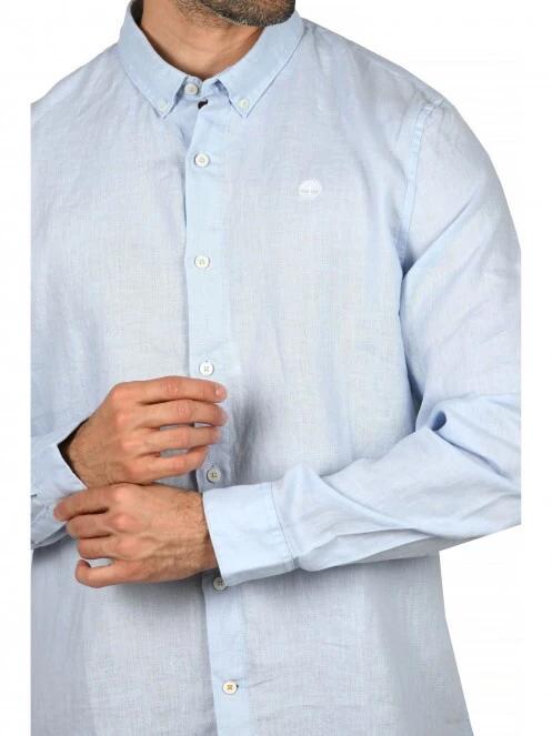 Timberland LS Linen Shirt férfi hosszú ujjú ing világoskék színben 5