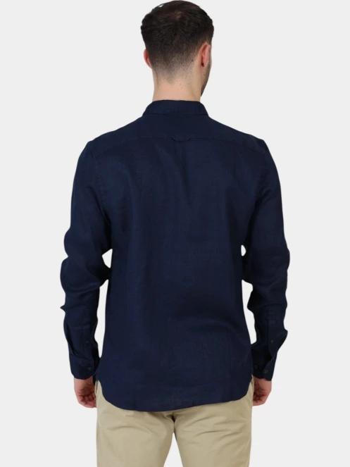 Timberland Linen Shirt férfi hosszú ujjú ing sötétkék színben 4