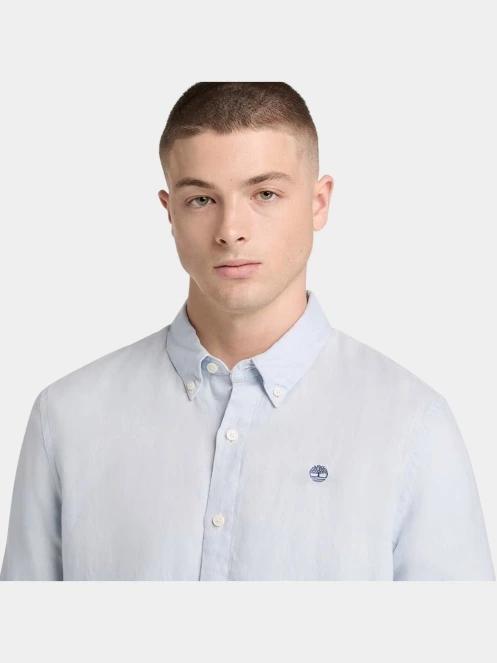 Timberland Linen Shirt férfi hosszú ujjú ing szürke színben 5