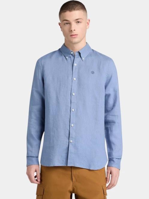 Timberland Linen Shirt férfi hosszú ujjú ing kék színben 2
