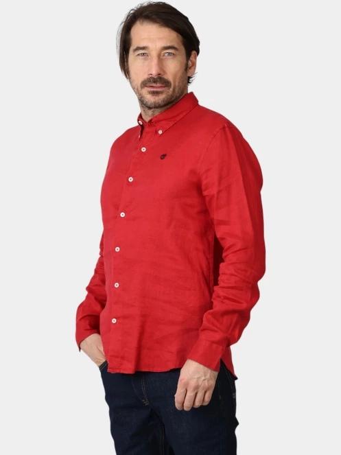 Timberland Linen Shirt férfi hosszú ujjú ing piros színben 2