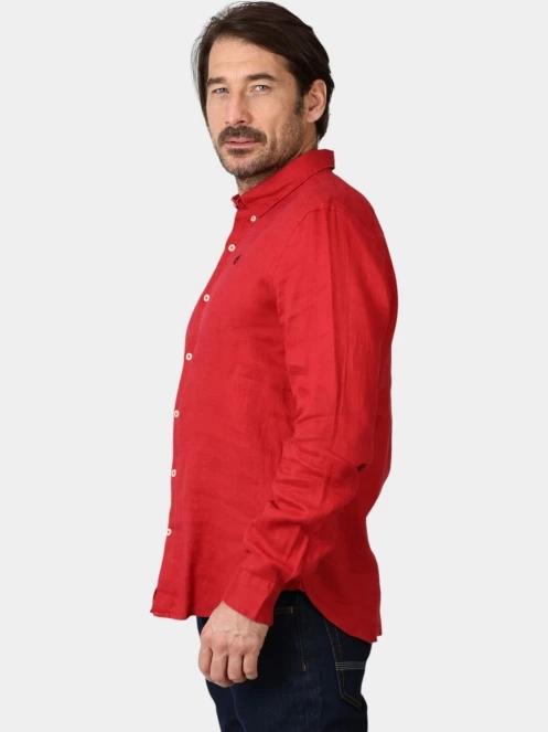 Timberland Linen Shirt férfi hosszú ujjú ing piros színben 3