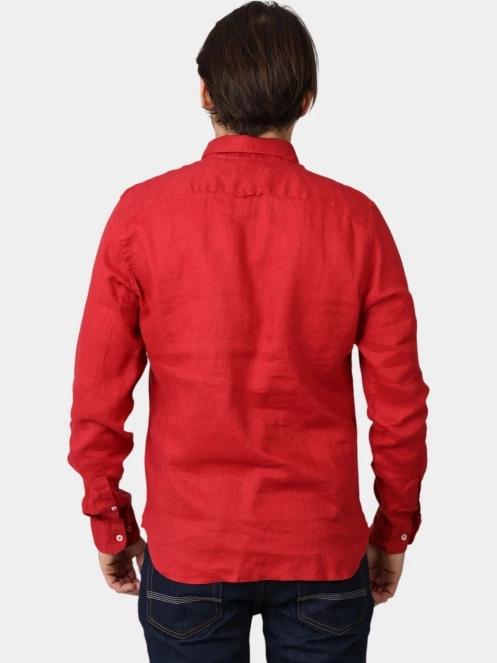 Timberland Linen Shirt férfi hosszú ujjú ing piros színben 4