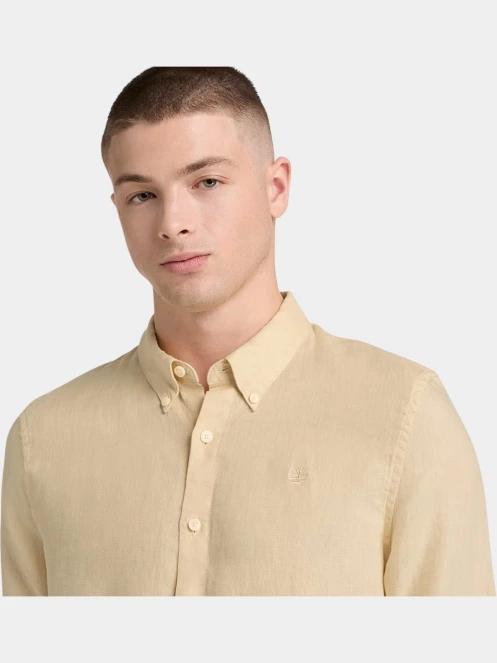 Timberland Linen Shirt férfi hosszú ujjú ing homok színben 4