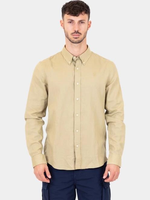 Timberland TFO Cotton/Linen Long Sleeve Shirt férfi hosszú ujjú ing oliva színben 2
