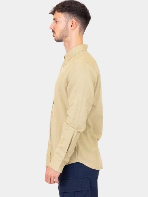 Timberland TFO Cotton/Linen Long Sleeve Shirt férfi hosszú ujjú ing oliva színben 3