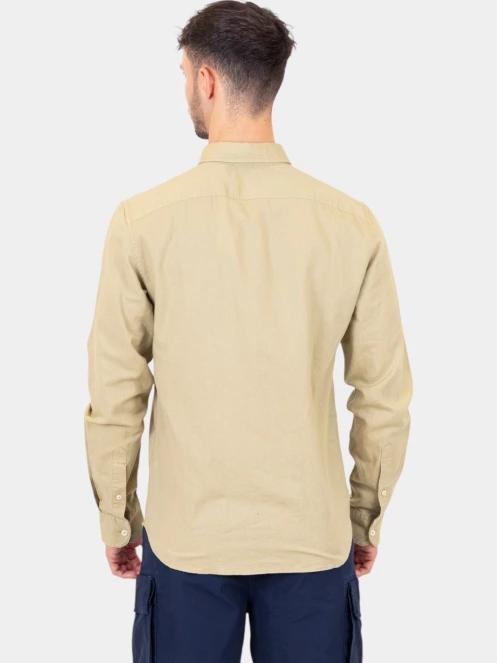Timberland TFO Cotton/Linen Long Sleeve Shirt férfi hosszú ujjú ing oliva színben 4