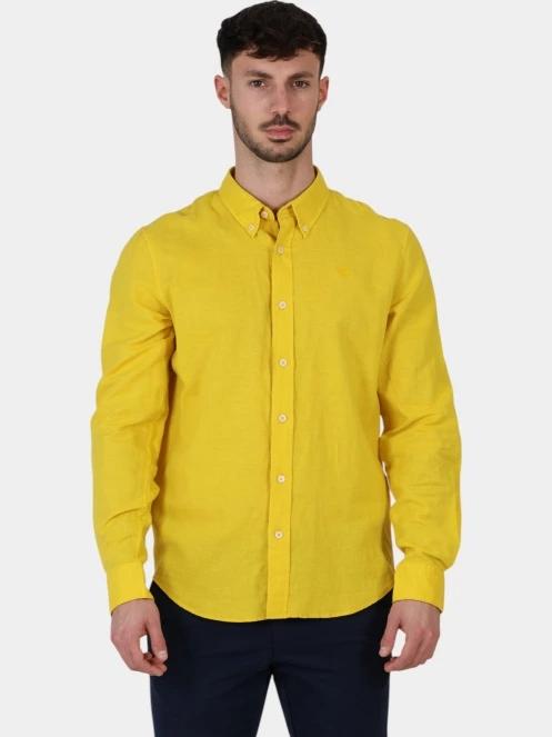 Timberland TFO Cotton/Linen Long Sleeve Shirt férfi hosszú ujjú ing sárga színben 2