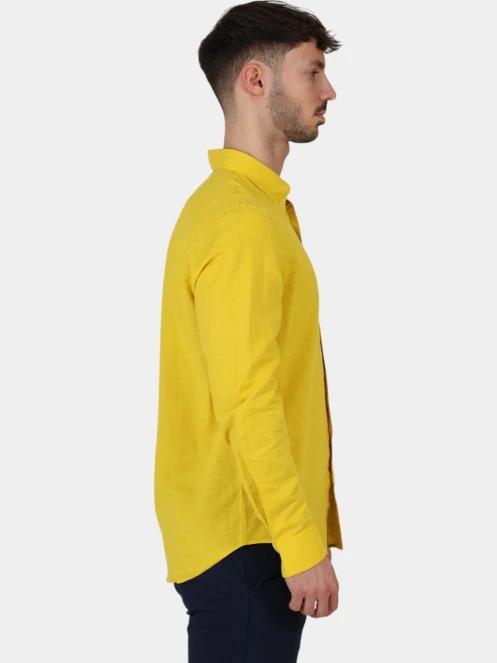 Timberland TFO Cotton/Linen Long Sleeve Shirt férfi hosszú ujjú ing sárga színben 5