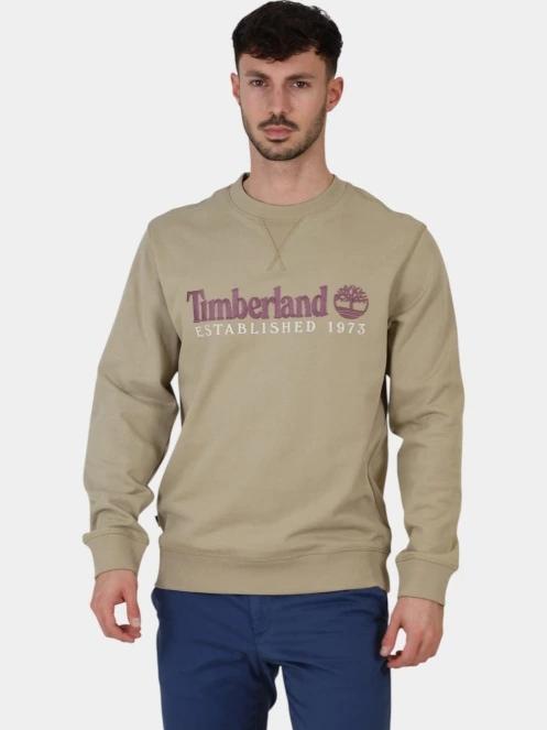 Timberland Embroidered Logo Crew Neck Sweats férfi pulóver oliva színben 2