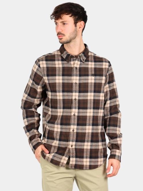 Timberland Midweight Flannel Check Shirt férfi hosszú ujjú ing barna színben 2