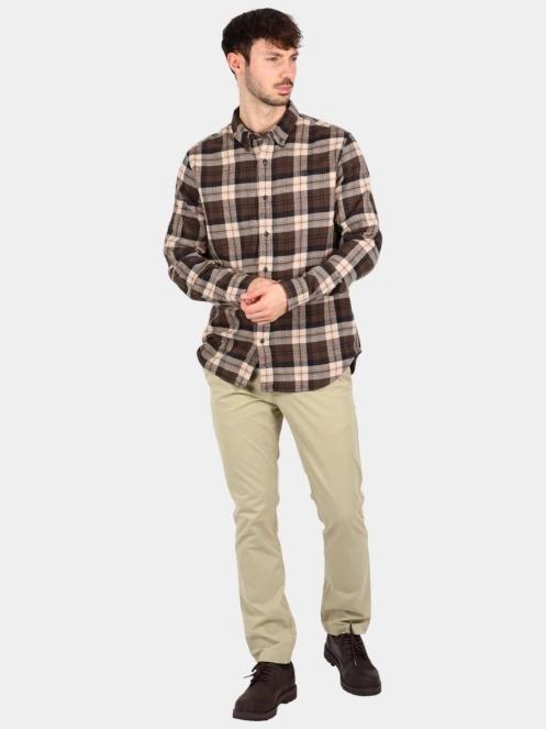 Timberland Midweight Flannel Check Shirt férfi hosszú ujjú ing barna színben 5