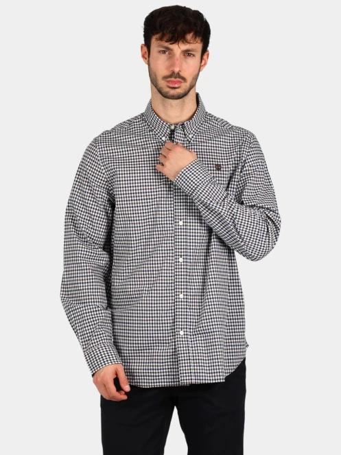 Timberland Stretch Poplin Gingham Shirt férfi hosszú ujjú ing barna színben 2