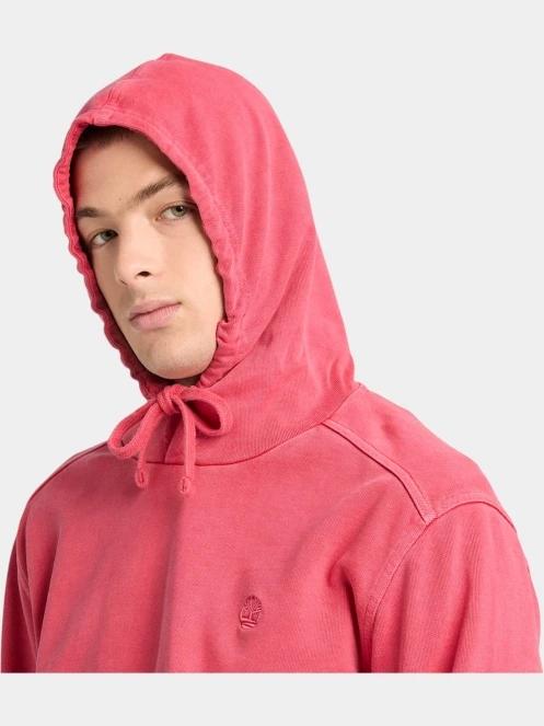 Timberland Garment Dye Hoodie férfi kapucnis pulóver piros színben 4