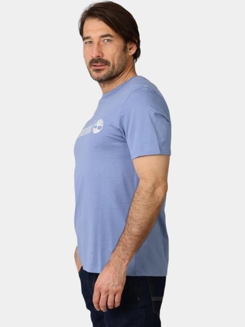 Timberland Linear Logo Short Sleeve Tee férfi rövid ujjú póló világoskék színben 3