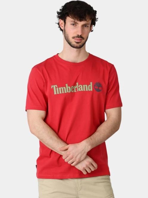 Timberland Linear Logo Short Sleeve Tee férfi rövid ujjú póló piros színben 2