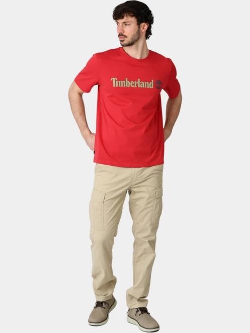 Timberland Linear Logo Short Sleeve Tee férfi rövid ujjú póló piros színben 5