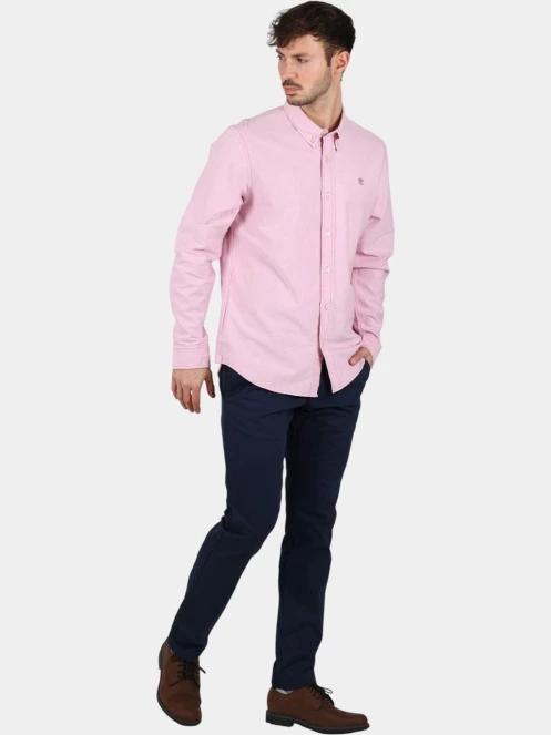 Timberland Oxford Shirt férfi hosszú ujjú ing rózsaszín színben 5