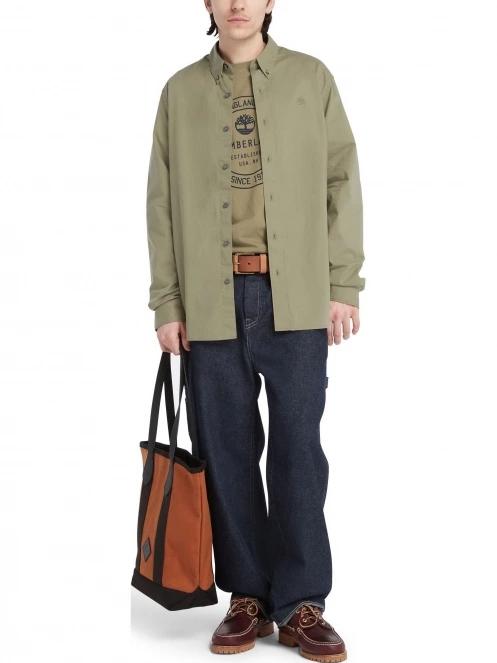 Timberland Stretch Poplin Shirt férfi hosszú ujjú ing zöld színben 5