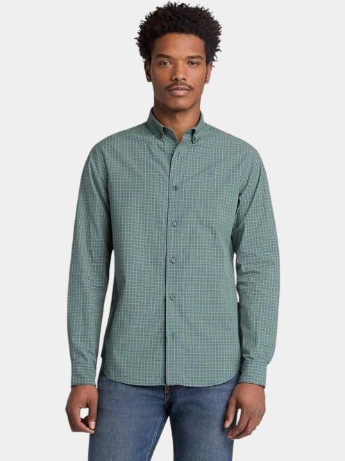 Timberland Micro Plaid Poplin Shirt férfi hosszú ujjú ing zöld színben 2