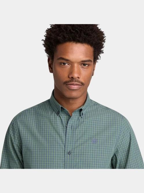 Timberland Micro Plaid Poplin Shirt férfi hosszú ujjú ing zöld színben 4