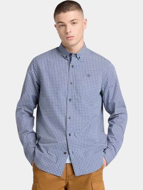 Timberland Micro Plaid Poplin Shirt férfi hosszú ujjú ing kék színben 2