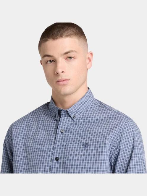 Timberland Micro Plaid Poplin Shirt férfi hosszú ujjú ing kék színben 4