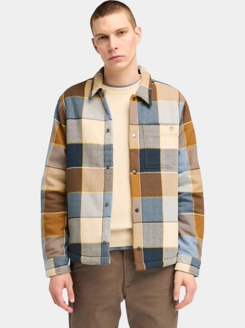 Timberland Sherpa Lined Plaid Overshirt férfi átmeneti kabát multikolor színben 2