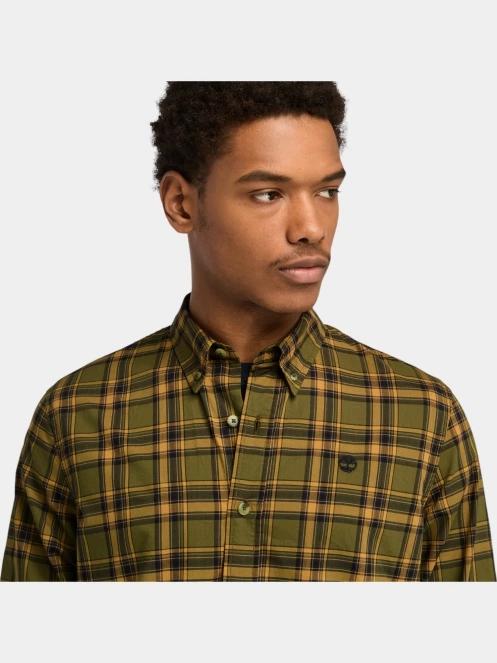 Timberland Stretch Poplin Check Shirt férfi hosszú ujjú ing oliva színben 5
